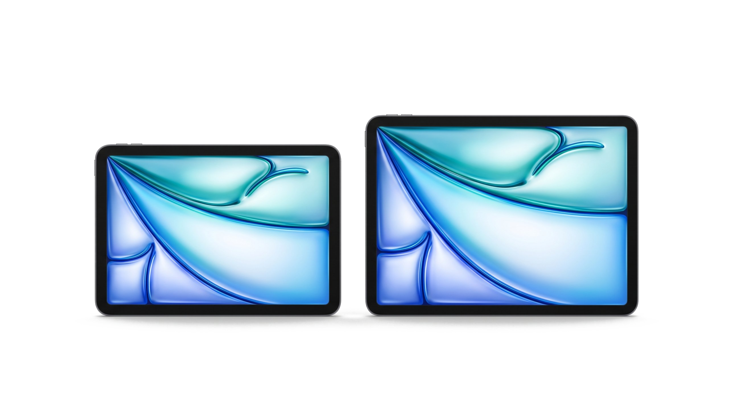 نمایشگر 8.7 اینچی Galaxy Tab A9 در کنار نمایشگر 11 اینچی Galaxy Tab A9+ با والپیپر رنگی