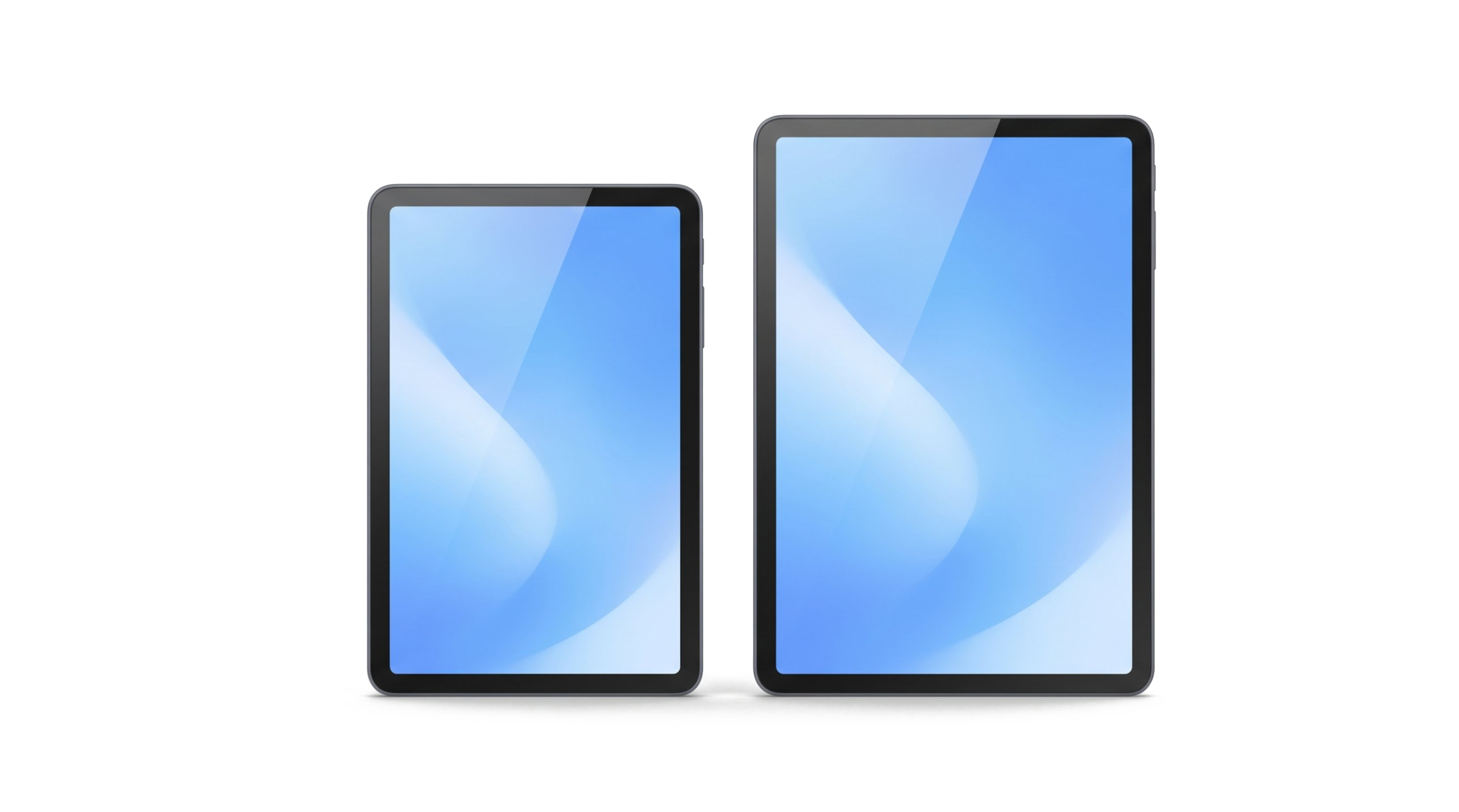 تبلت‌های Galaxy Tab A9 و Galaxy Tab A9+ سامسونگ از نمای روبه‌رو برای مقایسه اندازه